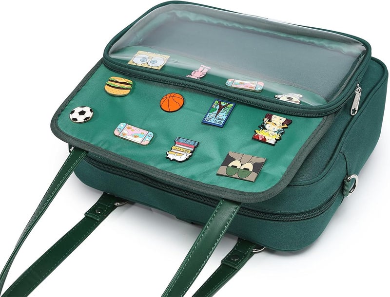 CHERRY SAUCE Oxford Ita Bag Crossbody Shoulder Bag Satchel Messenger Backpack Multi-Purpose Pins Display - Image 3